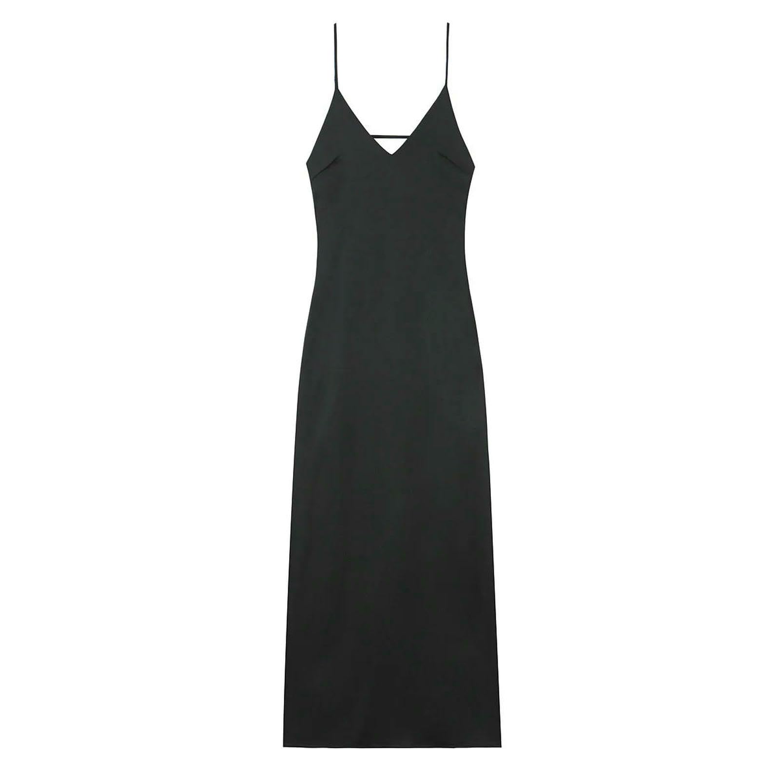 Abito Donna Invernale Estivo da con Scollo A V Giallo, Elegante Senza Maniche Ampio, Maxi Abiti Festa Donna-Rosa-l
