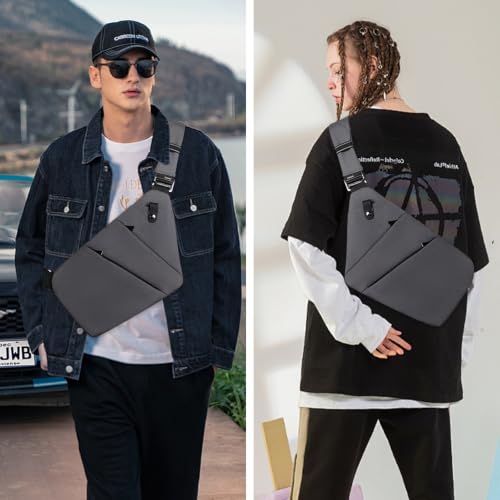 Image of Anti Theft Crossbody Bag,Sling Bag for Women Men,Multi-pocket Chest Shoulder Bag for Travel, Sport, Work