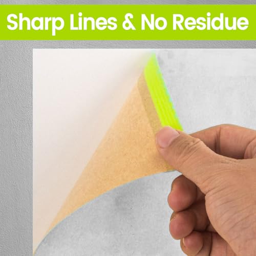 Image of ADHES Pre-Taped Masking Paper for Painting 12in x 50ft x 3rolls