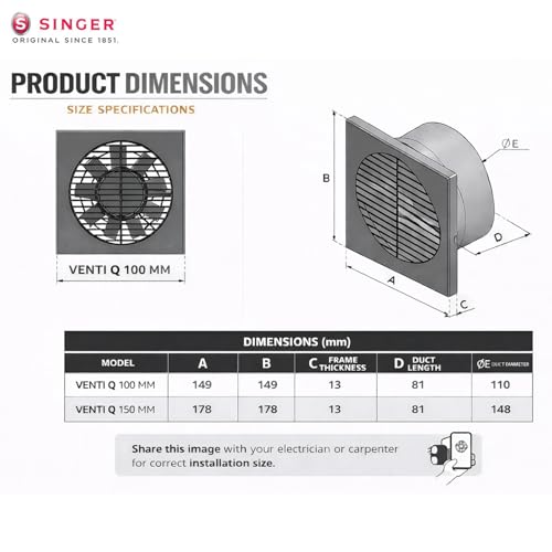 Image of SINGER Venti Q 100mm Energy Efficient Exhaust fan for Kitchen, Bathroom | Turbo Spin 2500 RPM, High Suction With Low Noise | High Speed, Powerful Motor, 100% Copper, 2 Yrs Warranty【White】