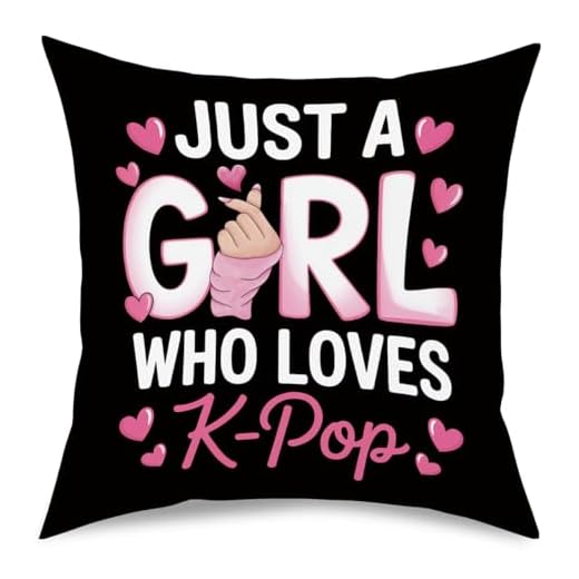 NGLIV K-pop Decor, Just a Girl Who Loves K-pop Room Decor, Rustic Anime Lovers Throw Girls K-pop Gifts Pillow Covers for Living Room Home Girl Bedroom Decoration Gifts-Black