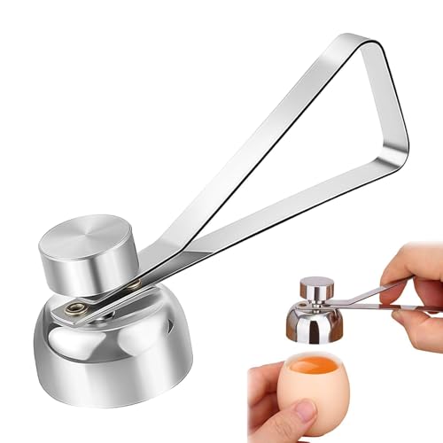 Stainless Steel Egg Topper Egg Topper Boiled Egg Cutter Egg Cracker Tool for Raw or Soft Hard Boiled Egg Dishwasher Safe(Silver)