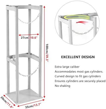 Heavy-Duty Propane Tank Holder - Steel Nitrogen Cylinder Mount with Safety Chain & Screws - Secure & Durable Frame for Outdoor Gas Tanks - Fits Most Sizes