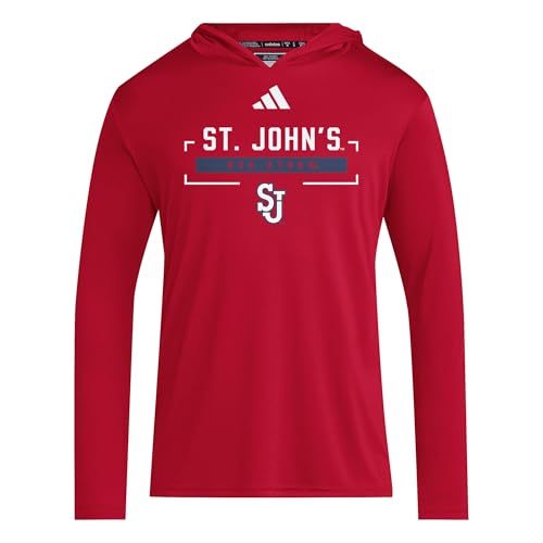 adidas Men's NCAA Designed For Training Team Lightweight Hoodie, Team Power Red/White/St. John's University, 3X-Large