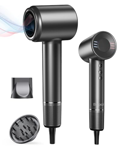 Image of Hair Dryer, Fast Drying Ionic Blow Dryer with Diffuser, 160,000 RPM Professional High Speed Hairdryer for Women, 4 Heat & 3 Speed, Light and Quiet, for Curly Hair Home Travel
