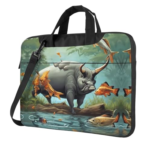 Wild Animal Hunting Fish 02 - Maletín para ordenador portátil de 13/14/15.6 pulgadas, Black, 14 inch