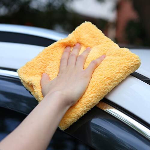 Carcarez Microfiber Towels For Cars, Car Drying Wash Detailing Towel With Plush Edgeless Microfiber Cloth (Yellow) #TOP4