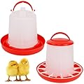 winemana Chick Feeder and Waterer Set – 1 LB + 1 L Hanging Plastic Containers for Outdoor Baby Chicks Small Poultry Drinkers Feeders