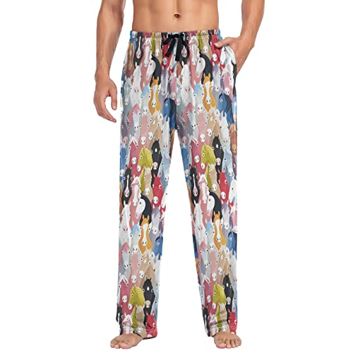 Colorful Horses Pattern Men's Pajama Pants Sleepwear Lounge Pajama Bottoms3