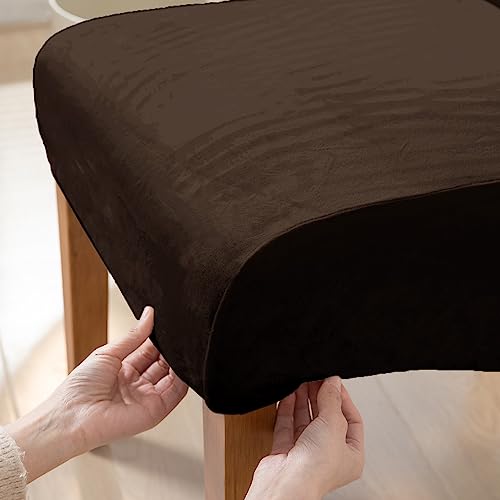 Image of HOKIPO Velvet Long Back Chair Covers Set of 2, Brown (AR-4760-BR*2)