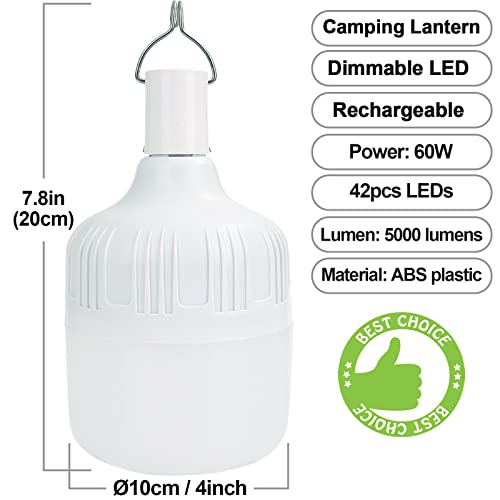 Spurtar LED Camping Tent Light, Dimmable Hanging Rechargeable USB Pendant Light, Battery Operated 5 Lighting Modes, Portable Outdoor Lantern with 1200 Lumen, Camping, Patio, Garden, Grill - Image 6