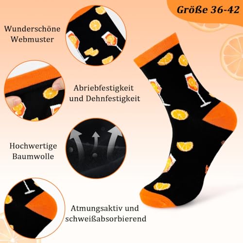 Aperol Spritz Socken, Aperol Geschenk Atmungsaktive Sportsocken Tennissocken Baumwollsocken, Sommer Party Geschenk für Aperol-Fans, Damen & Herren