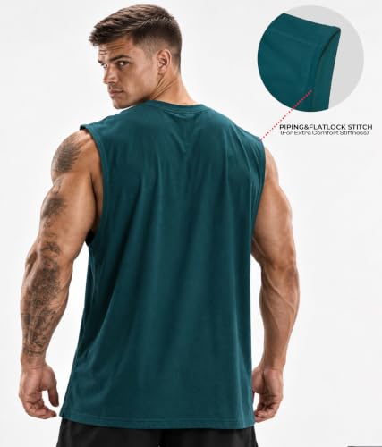 Image of SHODOX Men's 100% Cotton Tank Top | Round Neck Sleeveless Gym Vest | Loose Fit Casual Sportswear T-Shirt | Breathable & Lightweight Fitness Wear for Workout & Active Wear