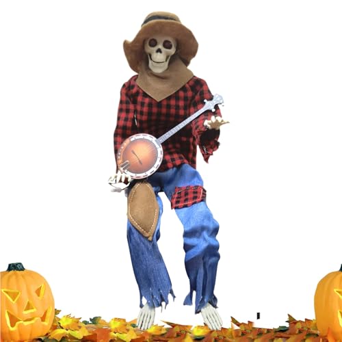 Squelette Banjo Halloween 60 cm articulé déco maison - 7