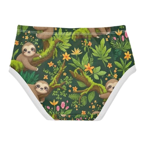Cute Sloths Green Underwear Toddler Girl, Cotton Underwear Girls, 2T–8 Years2