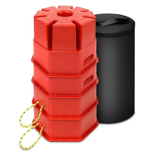 ROBLOCK 8"H Trailer Jack Block 4 Pack with Bag Rope,