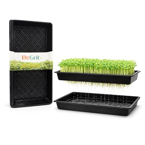 BeGrit 1020育苗ポット 育苗箱 育苗トレー穴なし5枚パック+メッシュ底トレー5枚パック多肉植物輸送ポット家庭園芸管理用（合計10パック）ブラック