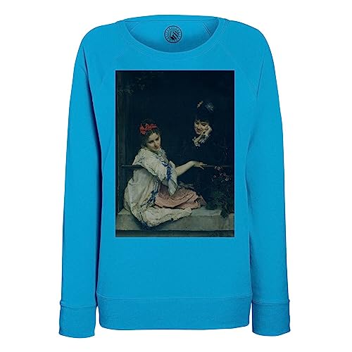 Sweatshirt Femme Peinture Vintage Romantique Deux Femmes à la Fenêtre