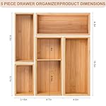 Bamboo Drawer Organizer 5 Pcs for Kitchen Multi-purpose Storage Dividers for Kitchen, Office, Jewelry, Cosmetics, Wooden Drawer Dividers for Drawer Organizer Desk Organizer Gift for Women Gifts Idea - Image 2
