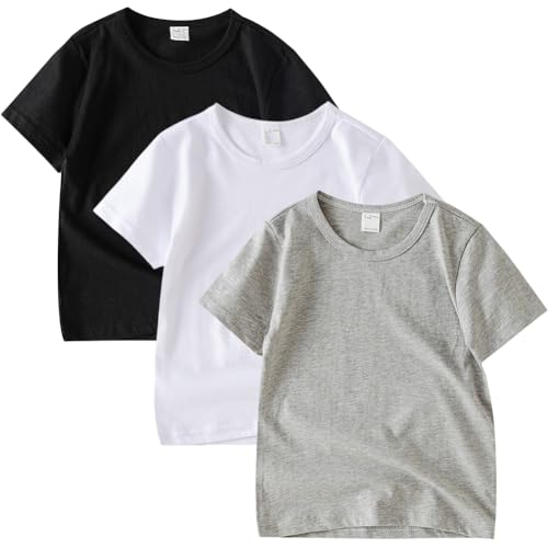 Image of 3 Pack Kids T-Shirt Cotton Tee Shirts for Boys and Girls Toddler Tops