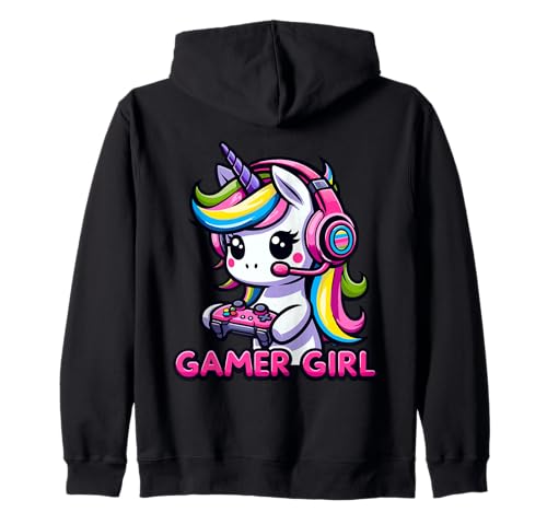 Gamer Girl Lindo Unicornio Videojuegos Juegos Mujeres Adolescentes Chicas Sudadera con Capucha