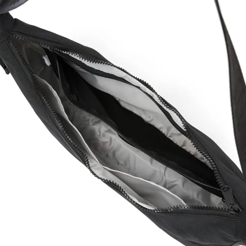 Ela Mo® Crossbody Moon Bag [6L VOLUMEN] - Nachhaltige Halbmond Tasche für Damen aus recyceltem PET - Leichte Umhängetasche für Alltag, Reisen & Freizeit - Halbrunde Crossbag Schultertasche (Black)