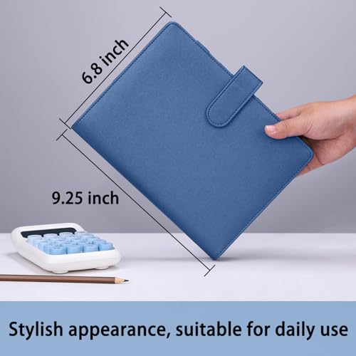 Image of Antner A5 Notebook Binder with 6-Ring Photocard Cover, PU Leather Refillable Budget Binder Loose Leaf Personal Organizer, Magnetic Buckle, Glitter Blue
