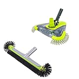 Heavy Duty Round Pool Brush & Rotatable Vacuum Head