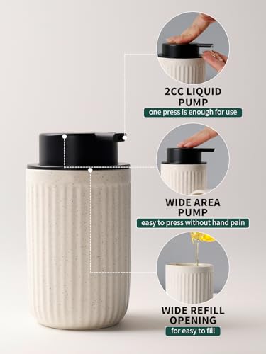 Image of Bosilunlife Soap Dispenser and Toothbrush Holder Set - Dish Hand Soap Dispenser Bathroom Set Ceramic Bathroom Counter Soap Toothbrush Holder Set Beige Bathroom Accessories Set
