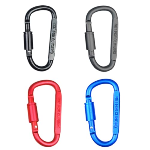 LBJFYHJN 4 Stück Carabiner, 80 mm/3,2 Zoll große mehrfarbige Karabinerhaken mit Drehgelenk zum Angeln, Wandern, Reisen, Rucksackreisen