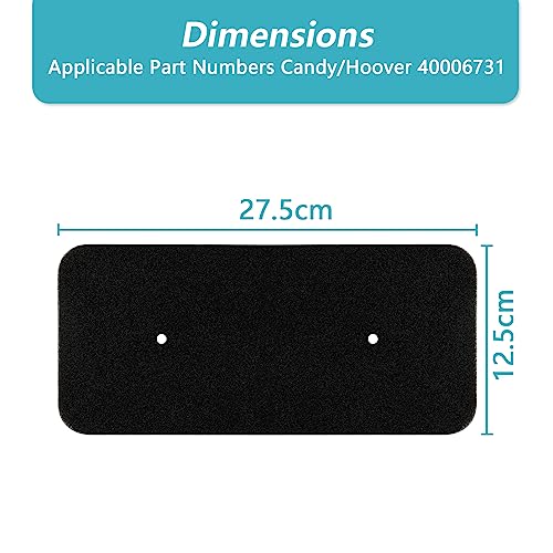2 Stück Trockner Filter Ersatz für Hoover Candy 40006731 | rockner Schwammfilter Filtermatte | Wärmetauscher Filter 275 x 125 x 10 mm | Flusenfilter für Wäschetrockner Wärmepumpentrockner