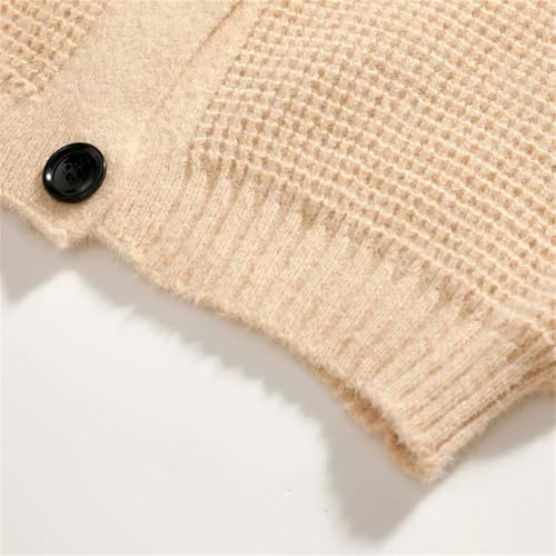 Men Button-Down Hight Collar Sweater Solid Thick Knit Cardigan Loose Long Sleeve Knit Outwear4