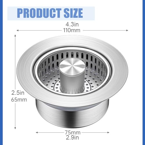 Colador y tapón de fregadero 3 en 1 de acero inoxidable LeLehome miniatura 2