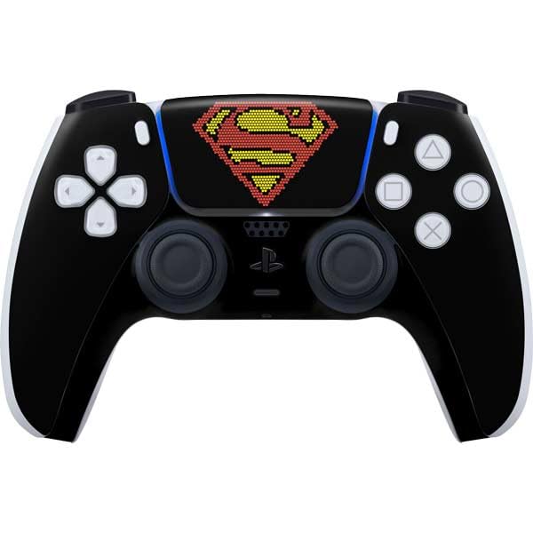 Skinit Decal Gaming Skin Compatible with PS5 Controller - Officially Licensed DC Comics Superman Logo Pixels Design