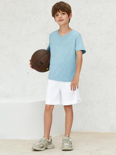 Haloumoning Boys Athletic Shorts High Waist Elastic Active Performance Running Basketball Shorts with Pockets 5-14 Years3