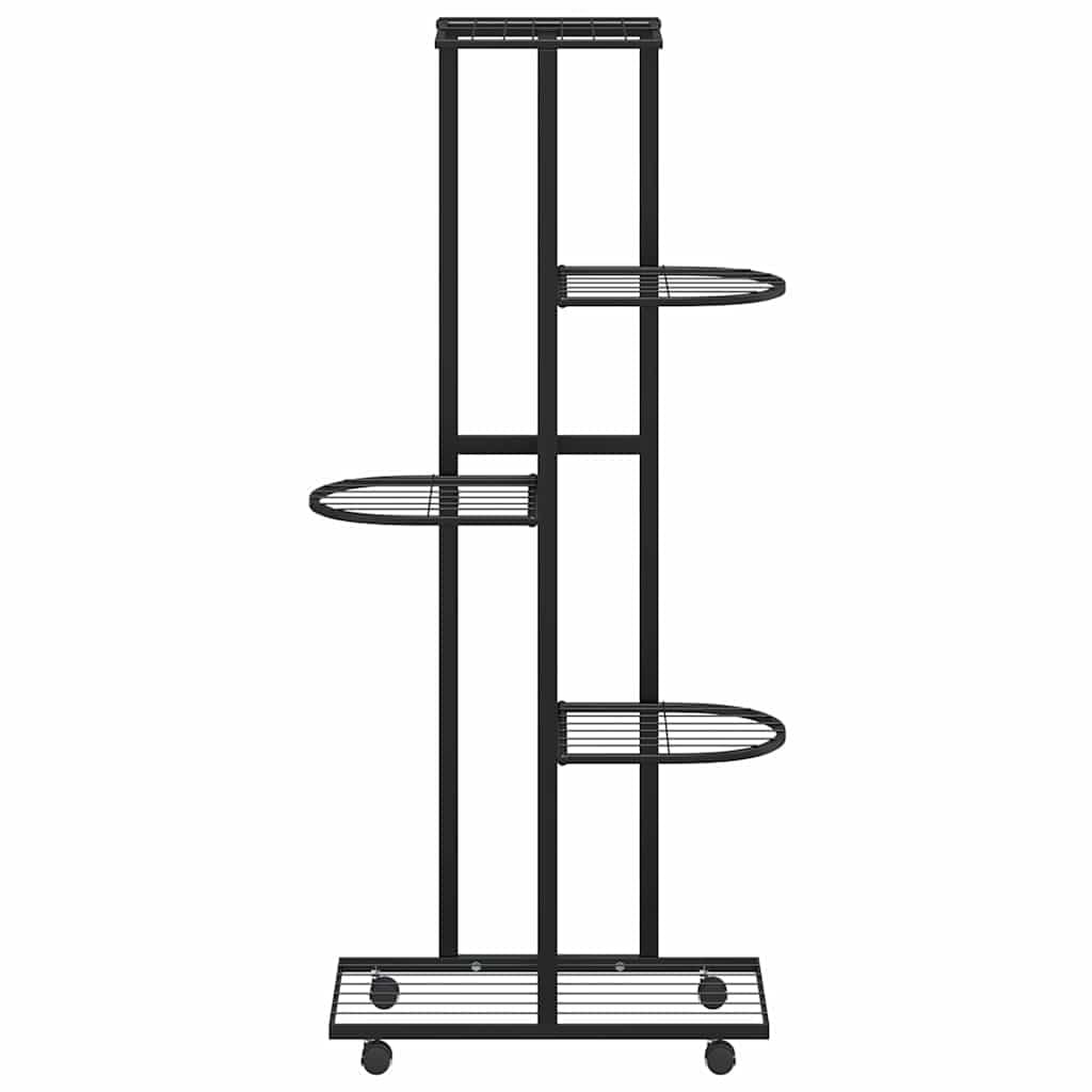 Générique Fioriera a 5 livelli con ruote, 44 x 23 x 100 cm, colore: Nero | Scaffale angolare in ferro, stabile e robusto, per piante e stoccaggio