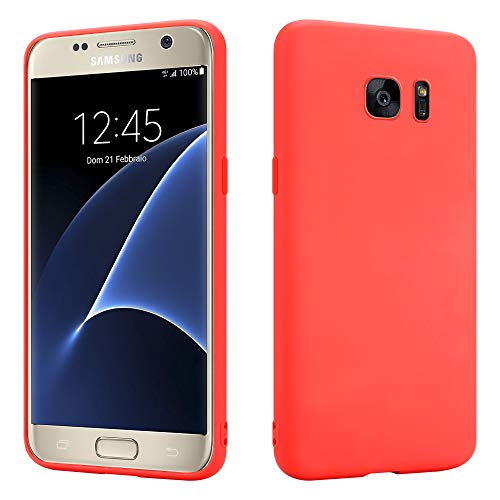 HS Products HSP Funda para Samsung Galaxy S7 [Resistente al Polvo] Carcasa Protectora Silicona TPU | Anti-arañazos Antigolpes Anti-Choques | Protección de cámara | Suave Blanda Delgada Case | Rojo