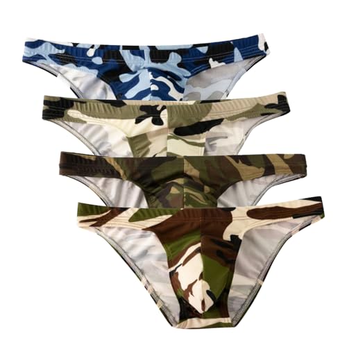 Mens Sexy Underwear Briefs Camouflage Print U-convex Pouch Underpants