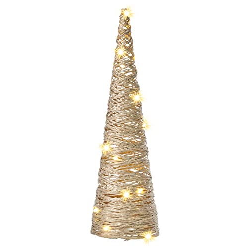 AMARE LED Pyramide Tannenbaum 40 cm batteriebetrieben gold
