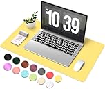 BLESWIN Desk Pad, Suede & Leather Desk Pad, Non-Slip Mouse and Keyboard Mat, Waterproof Desk Desktop Mats for Writing, Large Computer Mats for Office Home Decor (Yellow, 60x34cm)