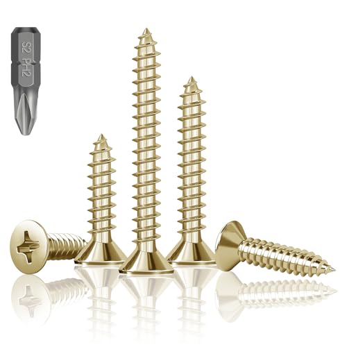 HXJDAM 170 tornillos autorroscantes para madera M4 x 40 mm, cabeza plana, tornillos para paneles de yeso, tornillos autorroscantes con cabeza avellanada para proyectos de bricolaje, reparación, (con