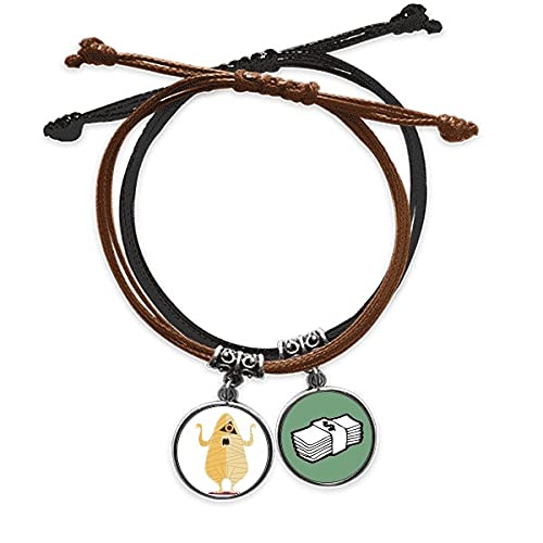 Pulsera Halloween de cuero con calavera y fantasma para decoración de terror unisex