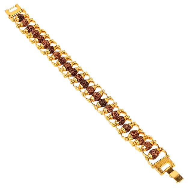 MEENAZ rudraksha bracelet for men Gold Plated Modern Rudraksha Bracelet | 5 Mukhi Rudraksha | Rudraksha Bracelet for Meditation and Yoga for Men Women | Rakhi for brothers bhaiya (B0D96FCTNZ) Amazon Price History, Amazon Price Tracker