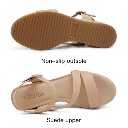 TEMOFON Wedge Sandals for Women Platform: Espadrille Ankle Strap Buckle Wedge - Comfortable Dressy Summer Womens Sandals3