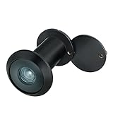 TOGU TG2614YG-MBC Brass UL Listed 220-degree Door Viewer with Heavy Duty Privacy Cover for 1-3/8' to 2-1/6' Doors, Matt Black Finish