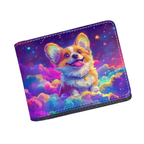 Image of Coldinair Colorful Corgi Boys Wallet Galaxy Stellar Wallets for Kids Aged 9-12 /8-10 /8-12 with Wallet Card,Leather Bifold Wallet Slim Coin Purses with 4 Credit Card Slots