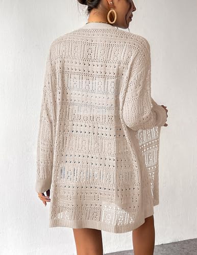 Image of Zeagoo Womens 2026 Summer Crochet Cardigan Sweaters Lightweight Long Sleeve Open Front Kimono Boho Knit Cover Ups