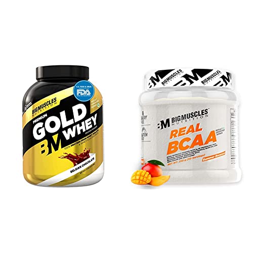 Image of Bigmuscles Nutrition Premium Gold Whey 2Kg Whey Protein Isolate Blend|25g Protein Per Serving [Belgian chocolate] & Real BCAA [50 Servings, Summer Bonanza]