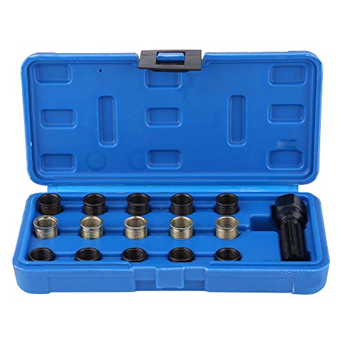 Qiilu 16-Piece Spark Plug Thread Repair Tool Set, 14mm x 1.25 M16 Tap, with Portable Storage Case by Qiilu - Used condition - CA$19.59