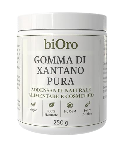 biOro Gomma di Xantano Pura 250g – Addensante Naturale per Uso Alimentare e Cosmetico – E415 – Vegan, Senza Glutine, No OGM – Per Cucina Molecolare, Gelati, Zuppe, Dolci e Mixology